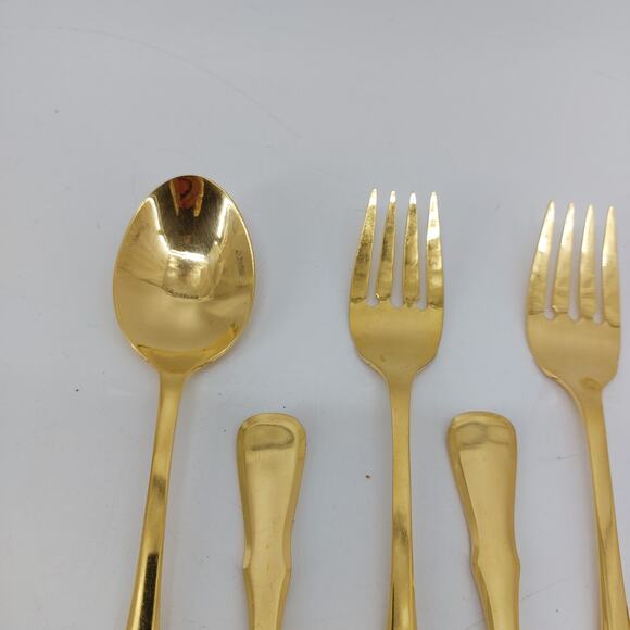 Northland Vintage Gold Tone Flatware 7 Salad Forks 1 Spoon - Picture 2 of 9